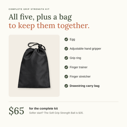 All five tools plus a drawstring bag to keep them together, $65