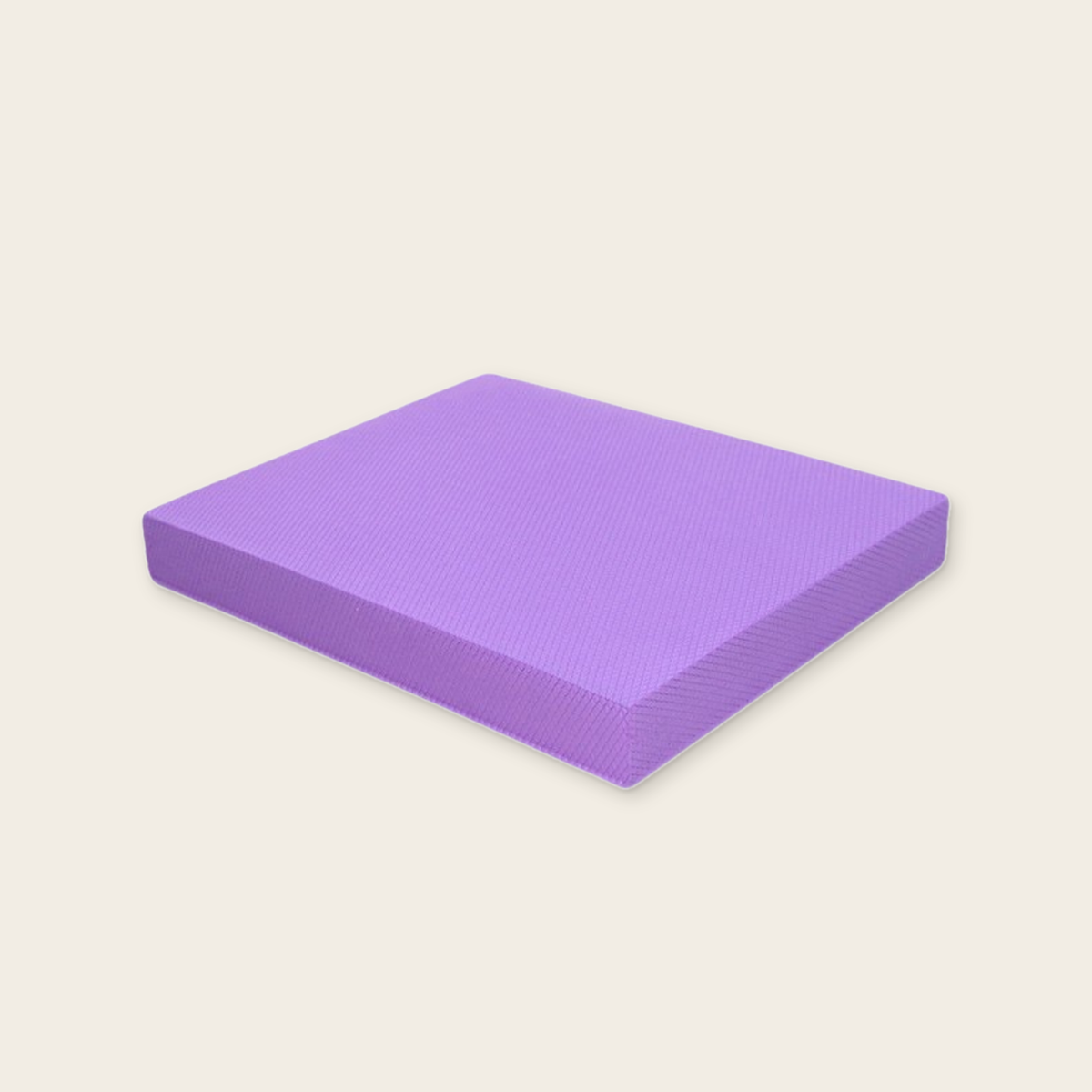 Purple balance pad, 40 x 33 x 5 cm TPE foam, on a cream background