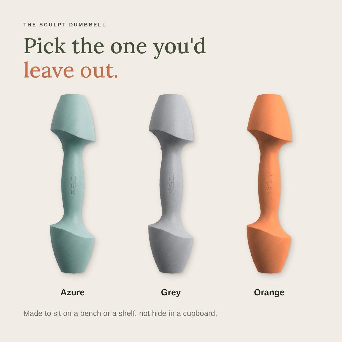 The Sculpt Dumbbell in Azure, Grey and Orange